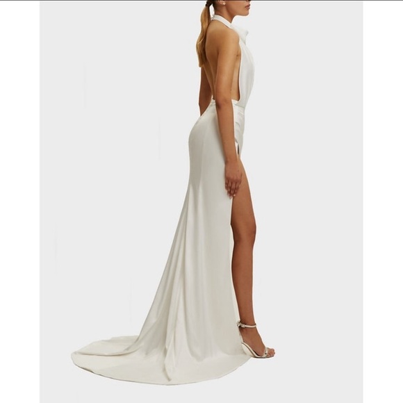 White Halter Neck Gown - Picture 5 of 5